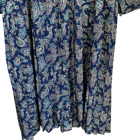 Vintage Talbots Pleated Paisley Midi Dress Sz 16 - Picture 4 of 10